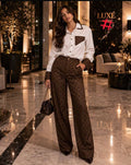 Monogram Shirt & Wide-Leg Trousers Set