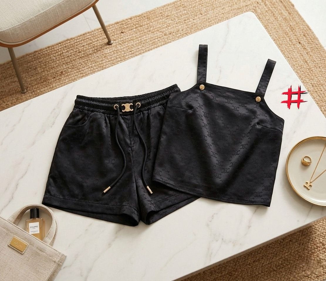 Luxury Monogram Set – Crop Top & Shorts